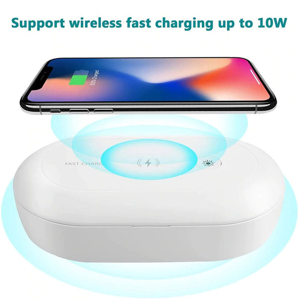 10W Fast Wireless Charger with Phone Sanitizer And Built In Aromatherapy Compartment