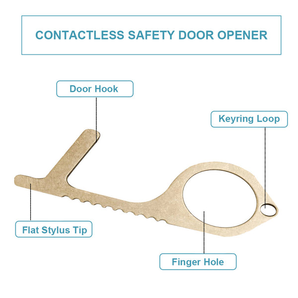 Elevator Button Contactless Safety Door Opener Door Handle Brass Key Grip Safety Protection Isolation No-Touch Door Opener