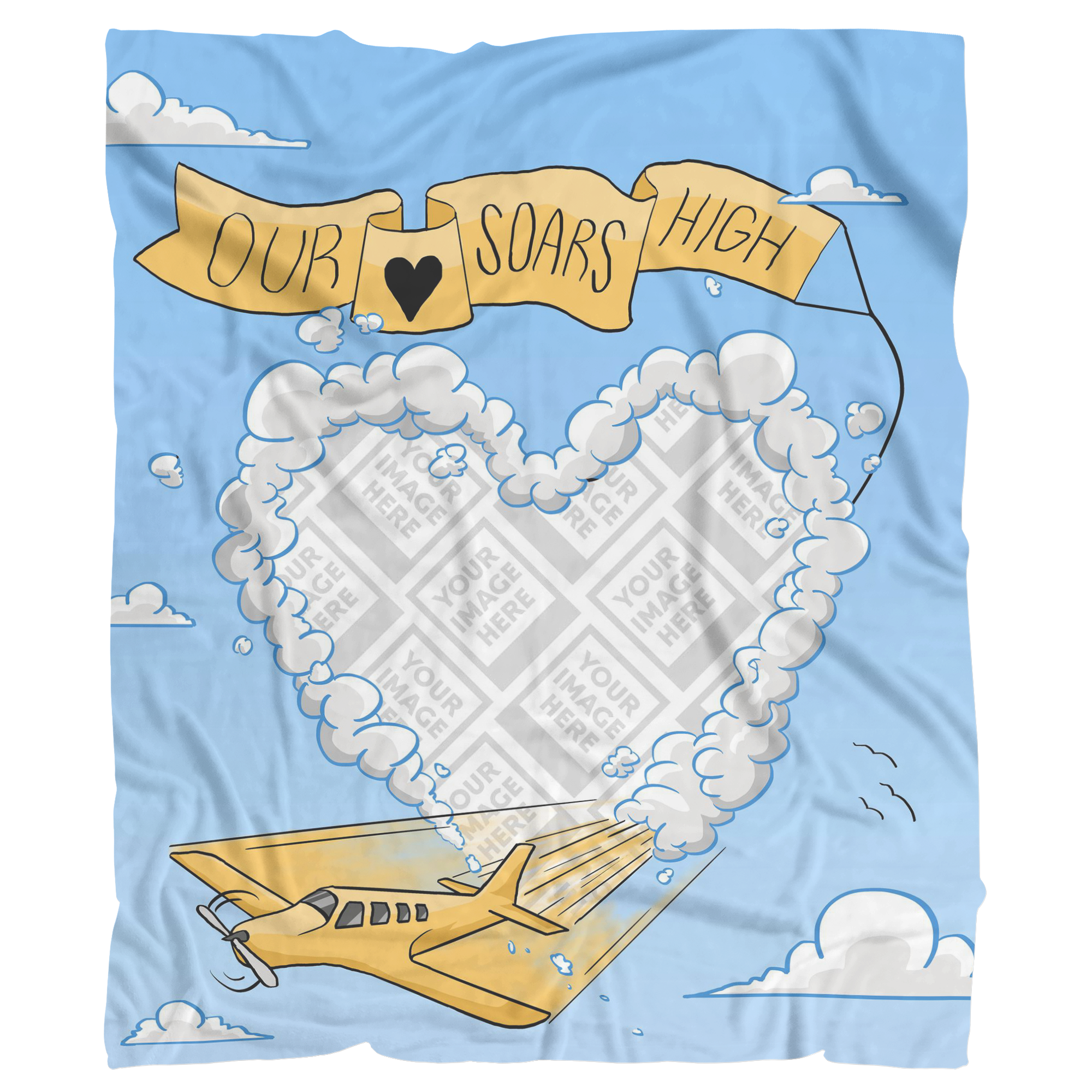 Valentine's Day Our Love Soars High Personalized Photo Blanket-Upload a Photo